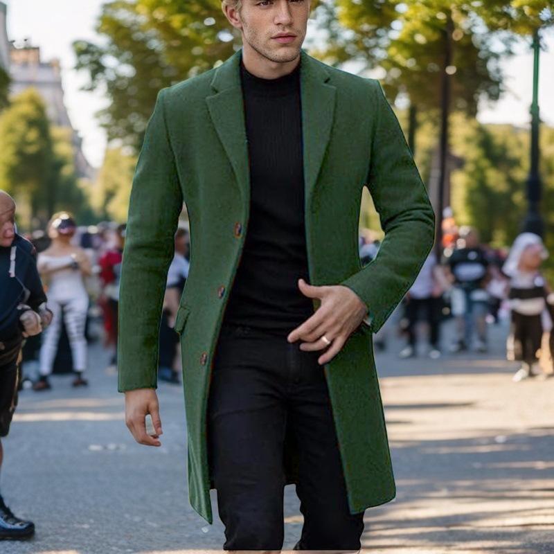 Шерстяное пальто Мужское пальто Японское и корейское однобортное шерстяное пальто