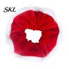 Matte Velvet Hair Scrunchies for Bun Christmas Scrunchies, Soft Elastic Ties Women Girls, Lightweight Red And Green Accessories Contrast Color