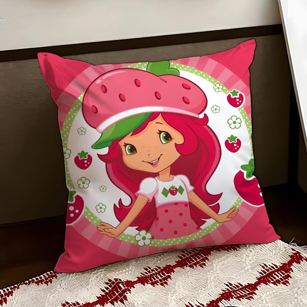 Cartoon SStrawberry SShortcake Cushion Cover Reversible Soft Durable Pillow Cover Home Car MultiScene Use for Daily Comfort