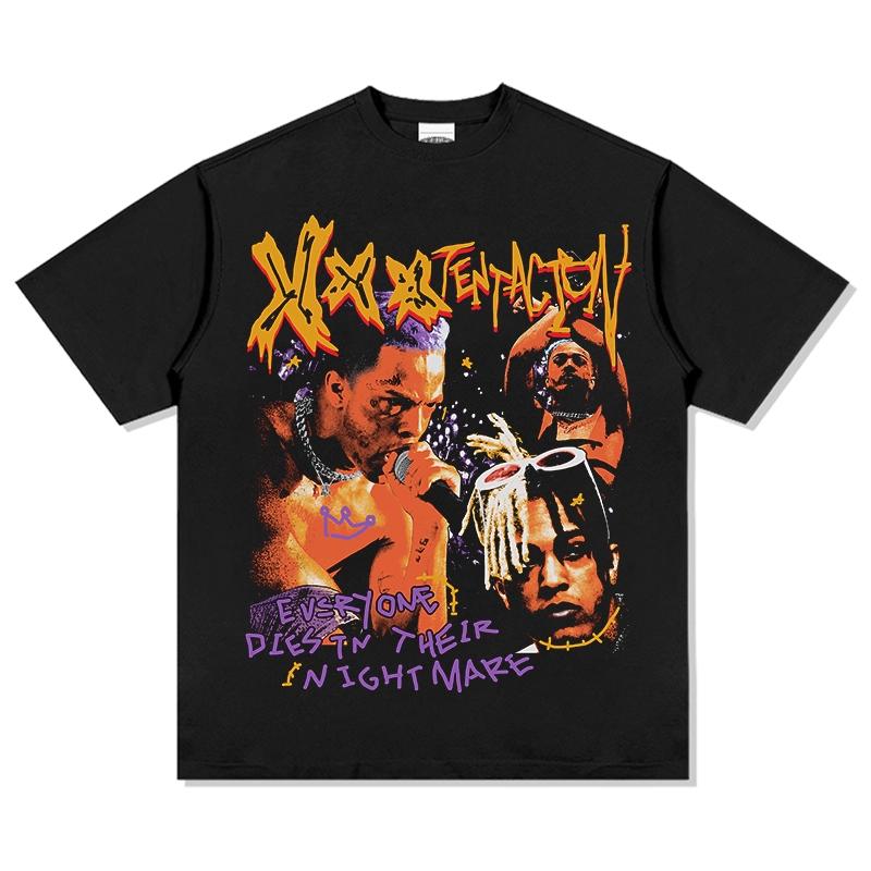 Популярная американская футболка в стиле рэп от XXXTentacion с принтами в уличном стиле, короткими рукавами и удобным повседневным дизайном