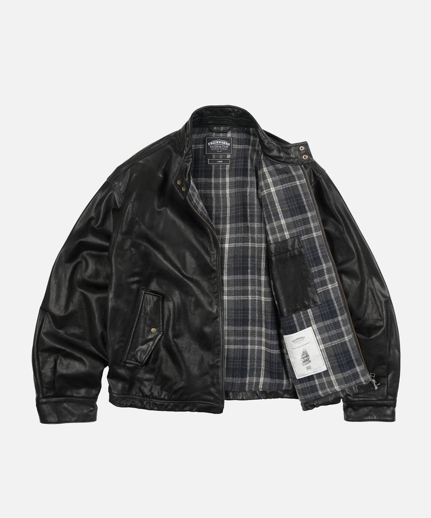 FRIZMWORKS Waxed Cowhide Buddy Harrington Jacket _ Black