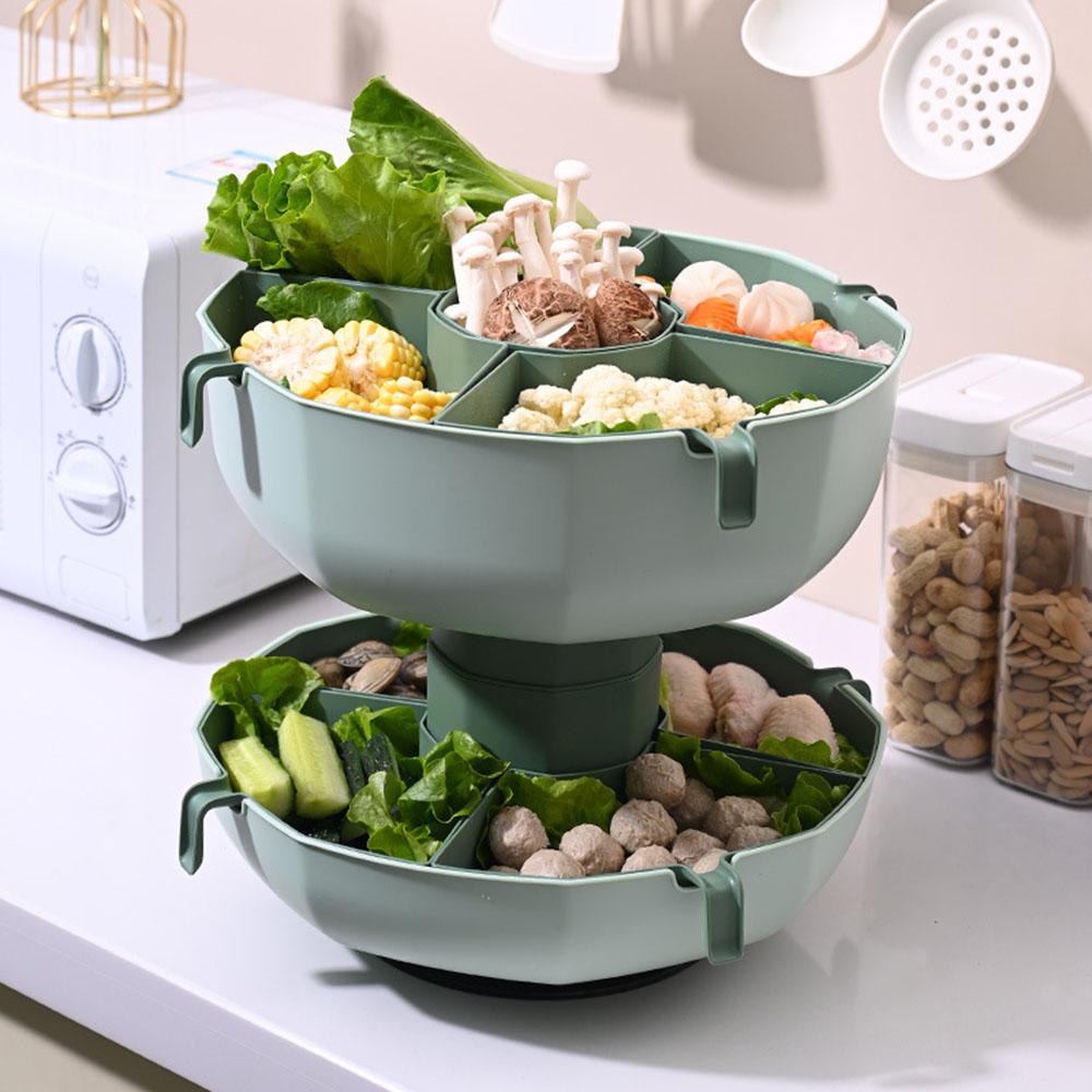 Double Layers Hot Pot Drain Basket Large Capacity Vegetable Container For Home