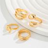 4Pcs Stackable Geometric Rings Set Hug Shape Finger Ring Jewelry Adjustable Open Rings for Women