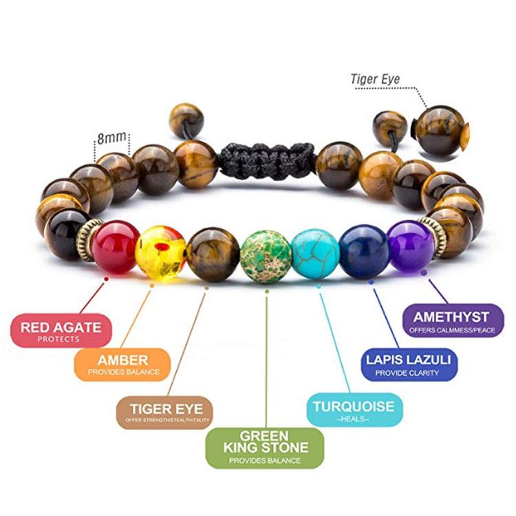 1 Pc Personalized Fashion Men's Non Fading Tiger Eye Woven Yoga Wheel Bead Bracelet Ornaments