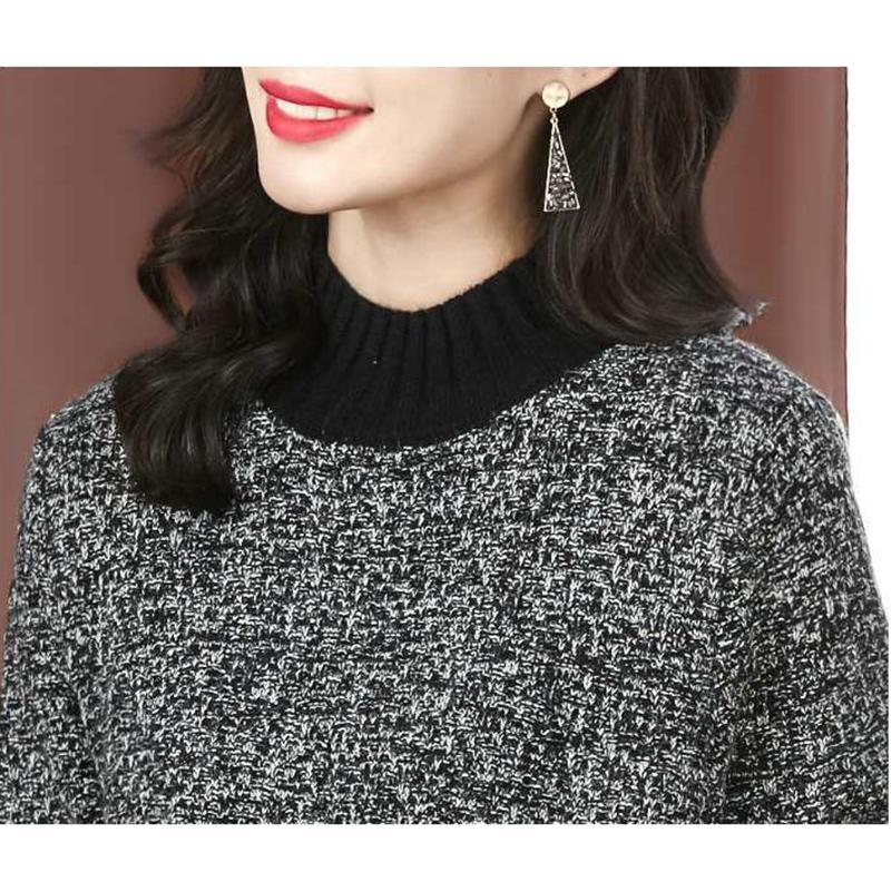 Женские вязаные свитера, весенне-осенние свободные полуводолазки, вязаные топы, женский пуловер, куртка 3XL