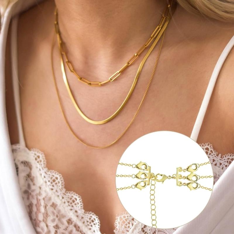 Стильные застежки для ожерелий с трубчатым замком, многослойные застежки для браслетов, многослойные застежки для ожерелий с трубчатым замком, разделительный сплав