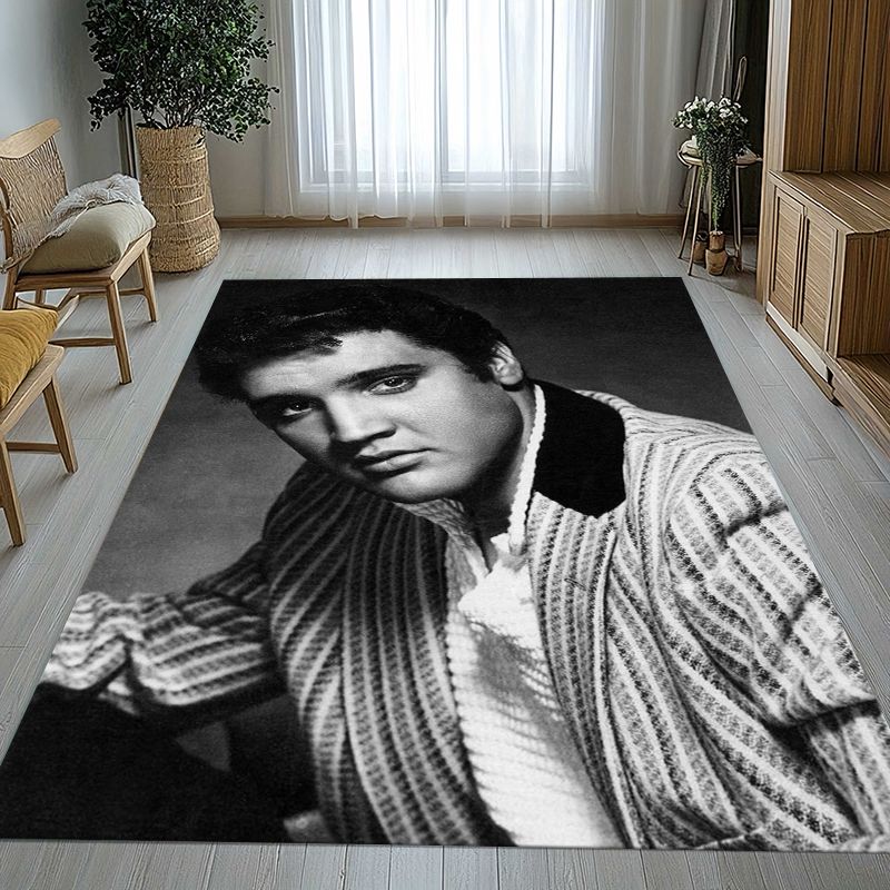Vintage E-Elvis Graceland Rock 'n' Roll Soft Non-Slip Area Rug for Living Room,Bedroom Playroom Carpet Mat for Sofa,Home Decor