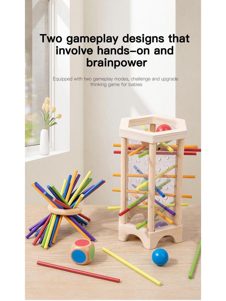 Wooden Pick-Up Sticks Montessori Puzzle - Early Education & Parent-Child Table Game for Children