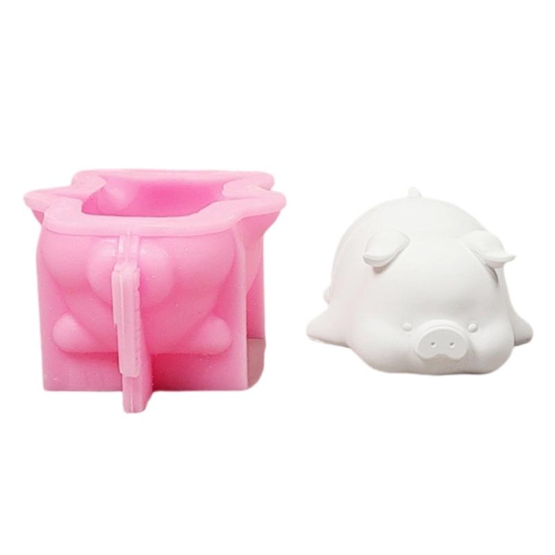 3D Piggy Figurine Silicone Candle Molds Animal Statue Silicone Molds for Epoxy Resin Candle Making Gypsum Decoration
