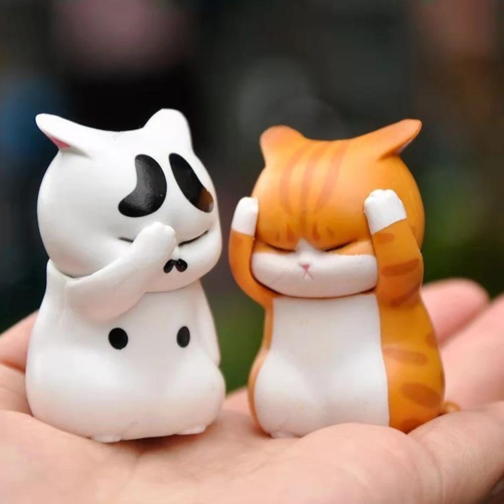 1/9 Кавайная Кукла-Кошка Украшения Фигурки Статуэтка Мини-Модель Настольные Игрушки Подарки для Комнаты Офиса Детей Машины Домашние Аксессуары для Декора