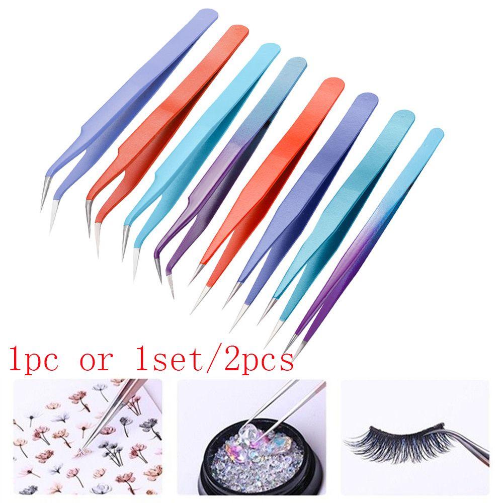 Steel Lash Extension Tools Clip Applicator False Eyelashes Tweezer Nail Art Rhinestones Picker