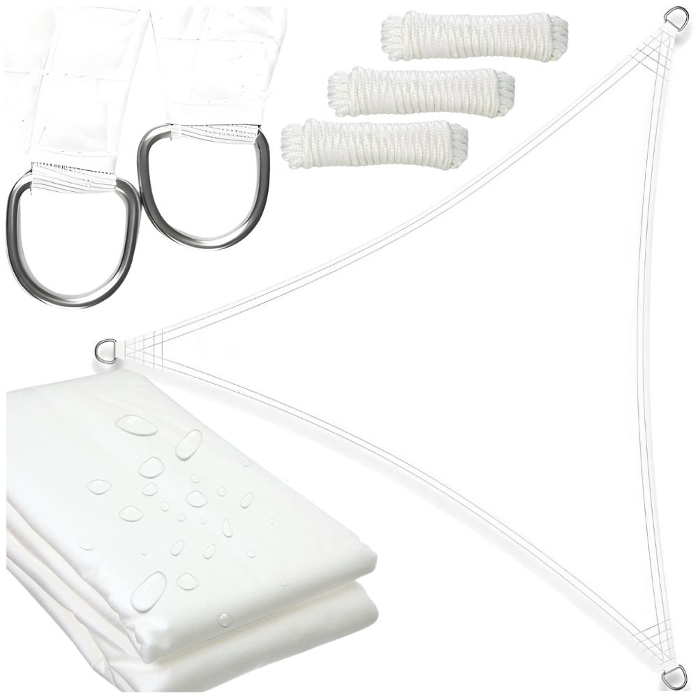 Sunshade sail, white triangle, shade, terrace, 3.6x3.6x3.6 m