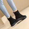 Модные Плюс Теплые Женские Ботильоны Снежные Элегантные На Низком Каблуке Зимние Ботильоны Обувь для Женщин Водонепроницаемые Нескользящие Пу Анти Удобные