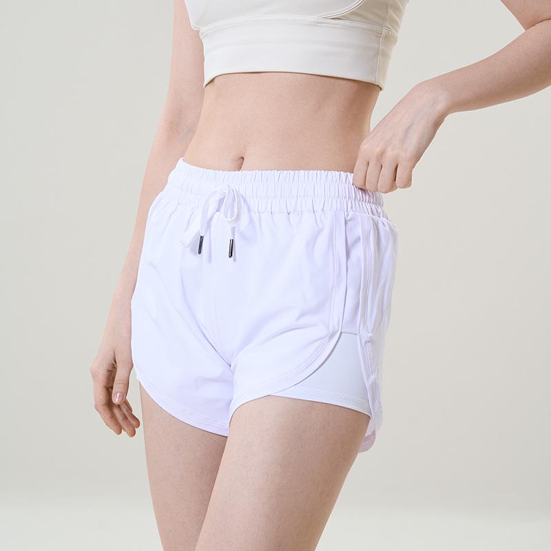 Women's Quick-Dry Two-Piece Yoga Shorts with Liner and Pockets