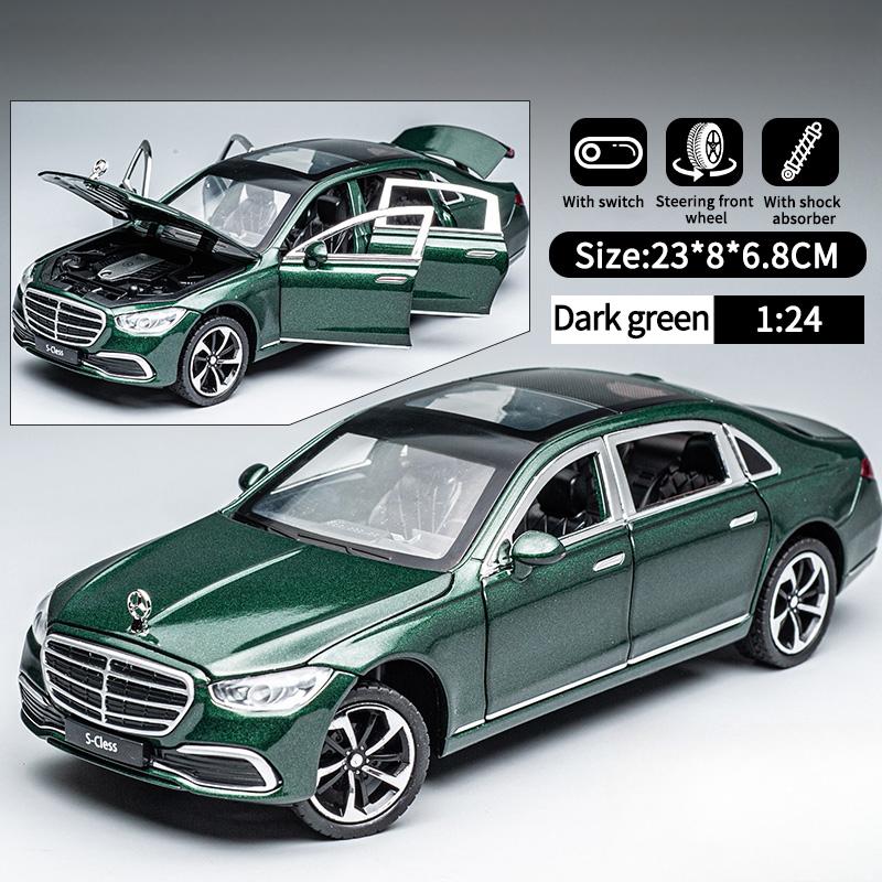 1/24 Модель игрушечного автомобиля из сплава Benz S400L Металлическая литая модель автомобиля Изысканное мастерство Коллекция Звук Свет Подарок на день рождения ребенка