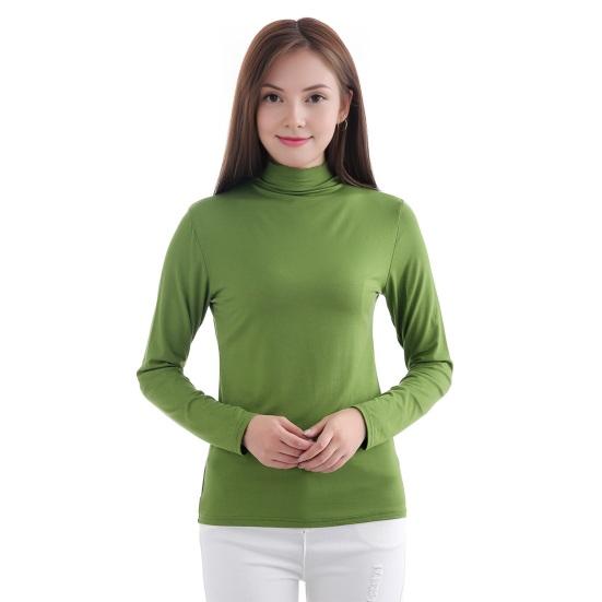 Женские топы Модальные с длинным рукавом Водолазка Однотонная базовая футболка Подчеркивающая фигуру Женская футболка Повседневная носка