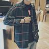 Men's Long-Sleeve Plaid Striped Shirt - Trendy Japanese Style, Thin Casual Jacket