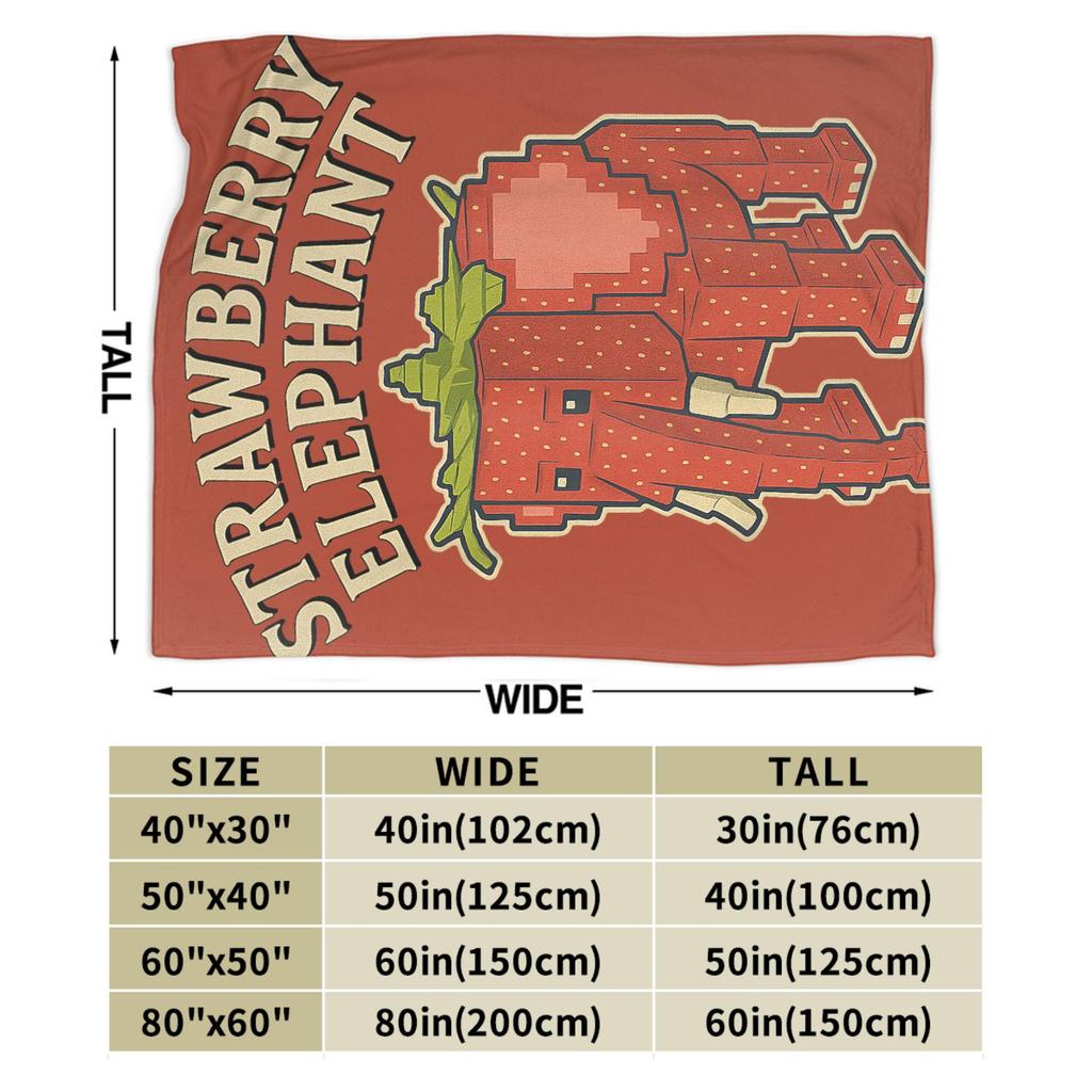 Strawberry Elephant Funny Italian Brainrot Gaming Meme Blankets Quality Super Soft Bedding Throws Winter Picnic Couch Bed