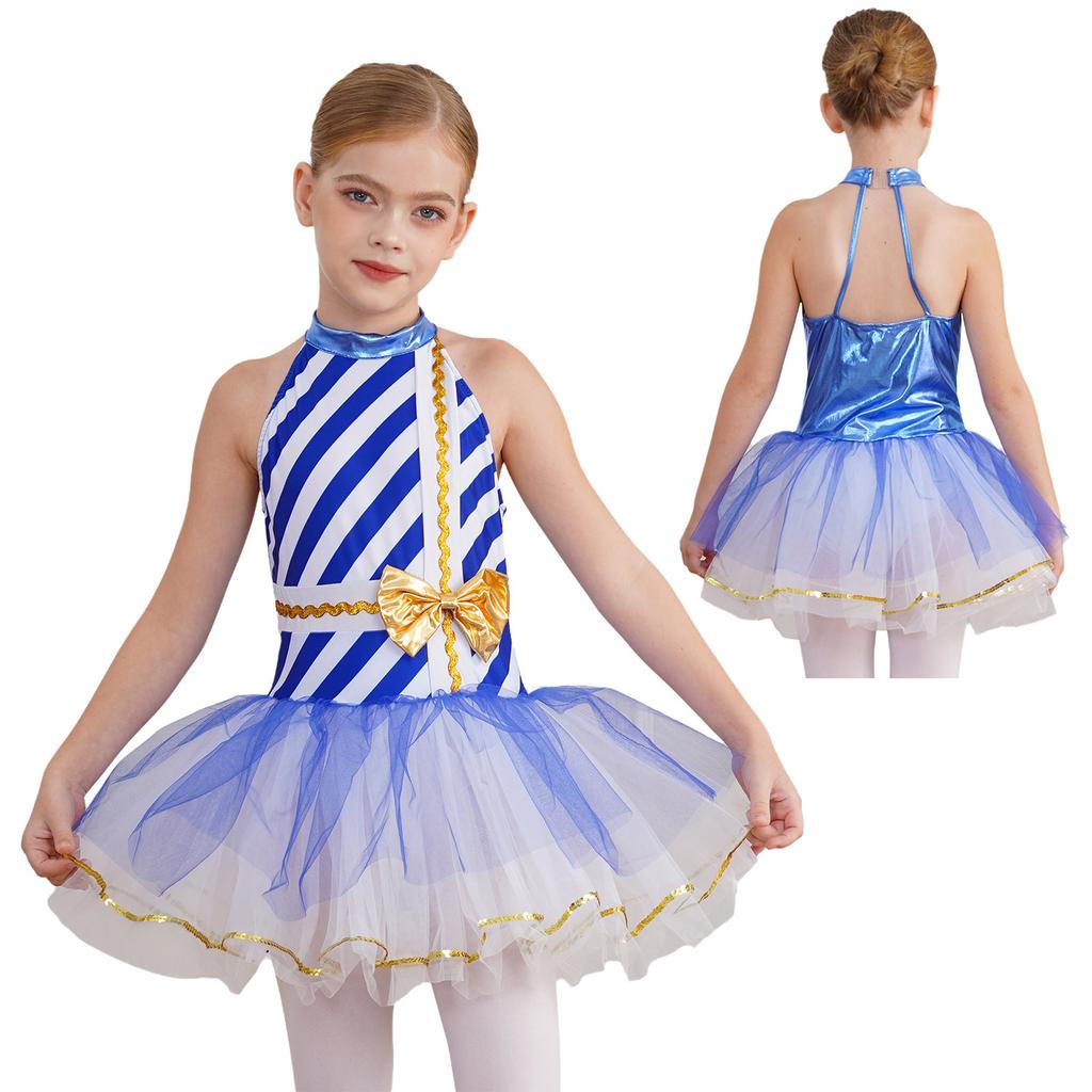 Костюм для девочек на Рождество и Новый год в виде леденца, балетная пачка с полосками, танцевальное платье для рождественской новогодней вечеринки, сценический костюм