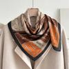 Spring and Autumn new cotton and linen small square scarf neck protection fashionable blue floral silk scarf scarf Japanese style cotton and linen ret