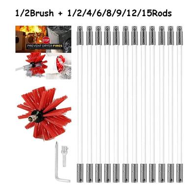 Длинная ручка гибкая труба стержни с нейлоновой щеткой для дымохода щетка для очистки вращающейся системы подметания камин комплект стержней набор инструментов