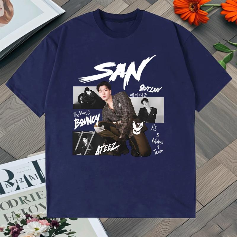 Fashion Summer 2025 Ateez World Tour Graphic Printed Oversized tshirt Crew Neck 100 Cotton short sleeve tshirts Unisex Tops