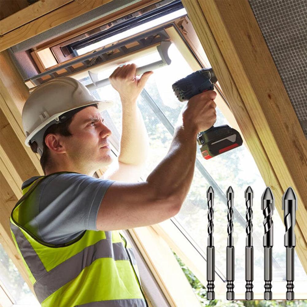 3/4 Pcs Drill Bits Sets Tungsten Steel High Hardness Skewed Head Eccentric Drill Bits Masonry Drill Bits for Glass/Tile/Wood