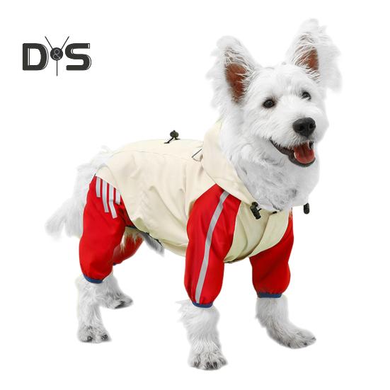 Дождевик для собак, водонепроницаемый дождевик с капюшоном, пончо с полным покрытием, светоотражающими полосками и отверстием для поводка для маленьких и средних собак