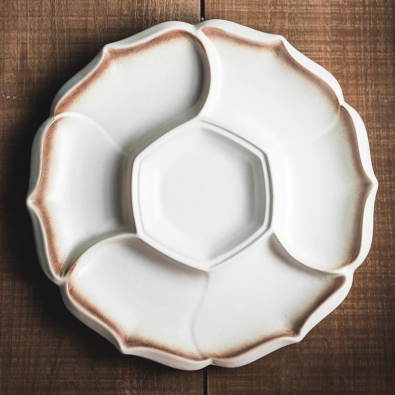 Ceramic Division Plate Seafood Barbecue Tableware Household Platter Cold Dish Braised Dishes Dinner Plates