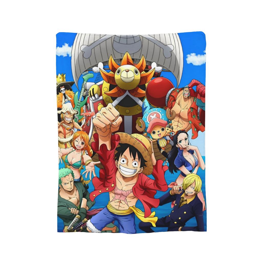 Luffy Anime Fleece Throw Blanket Luffy Zoro Sanji Blankets for Bed Car Super Soft Bedding Throws,