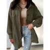 Women's Temperament Solid Color Long Sleeve Shirt Corduroy Jacket