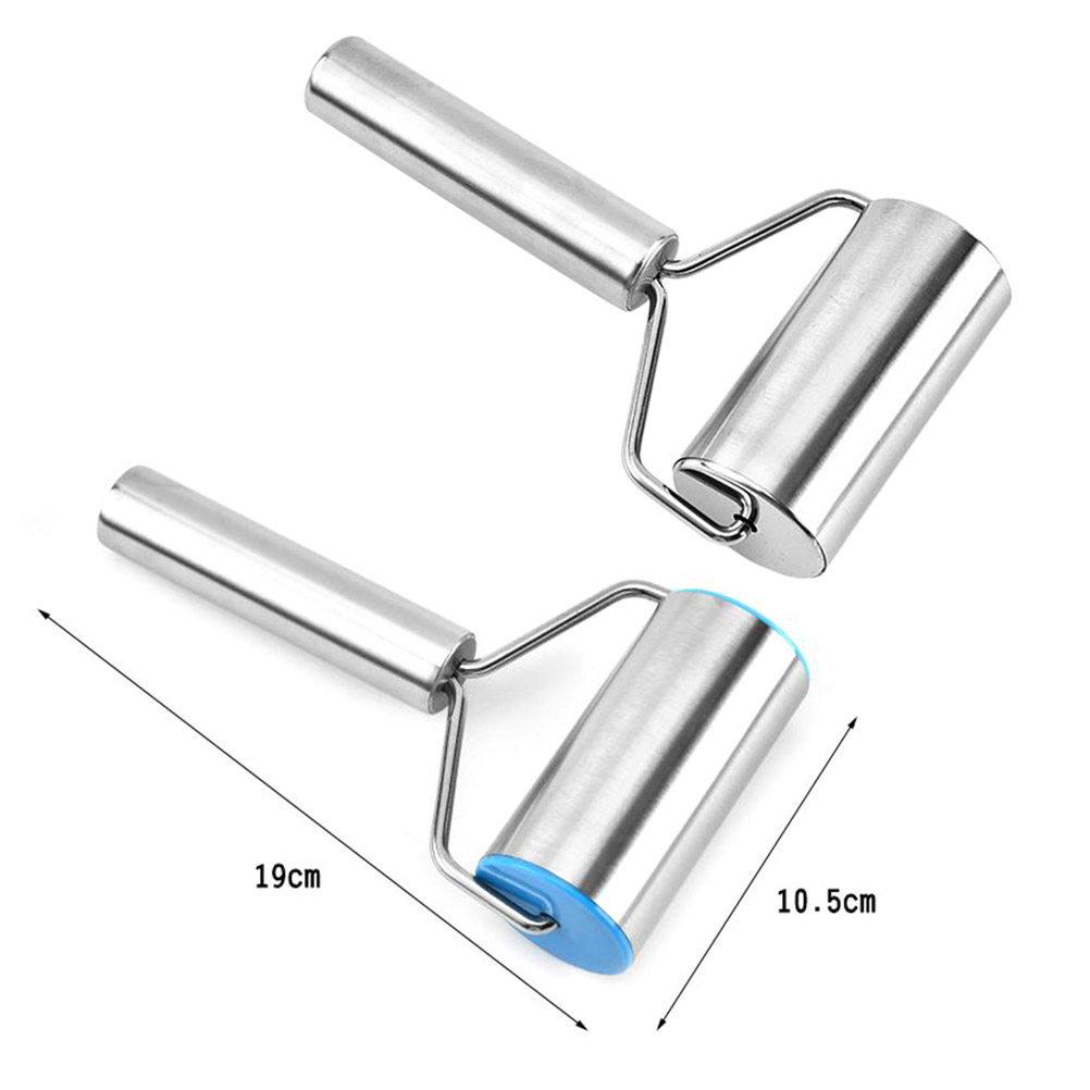 Stainless Steel Rolling Pin T-Shape Ergonomic Handles Non-Stick Smooth Surface for Fondant Dough Pastry Pizza Bread Baking
