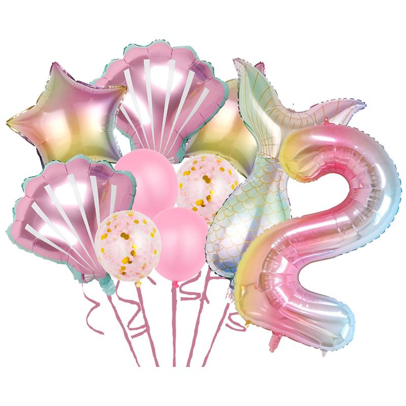 Mermaid Birthday Party Decorations Tableware Set Paper Cups Plates Tablecloth Backdrop Birthday Theme Event Supplies For Kids