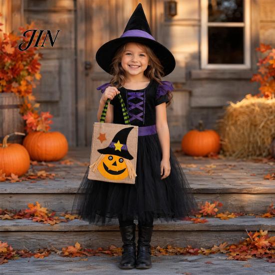 Eco-friendly Halloween Bags Trick or Treat Bags, Kids Candy Non Woven Pumpkin Ghost Handbag for Tote, Reusable Goodie Spooky Party Favor Gift