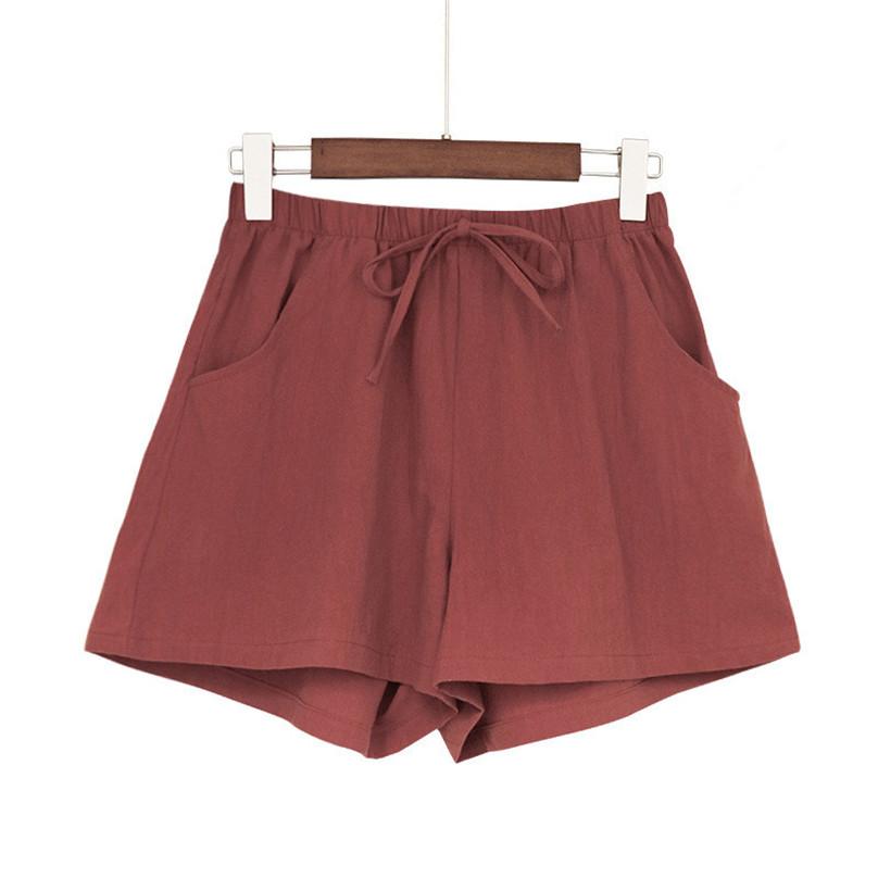 Women Fashion High Quality Summer Casual Cotton Linen Shorts Female Plus Size High Waist Streetwear Short Pants