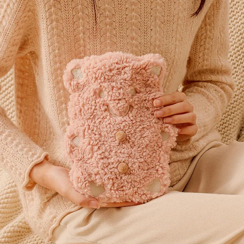 The New Hot-selling Cute Cartoon Cookie Bear Hot Water Bottle Winter Plush Warm Water Bag Warm Belly Warm Feet Warm Bed
