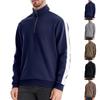 Men's Winter Solid Color Stand Collar Half Zipper Slim Fit Knit Long Sleeve Top