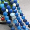 Natural Gemstone Stone Natural Frosted Striped Blue Agate Loose Beads Matte Stripe Agate Beads 6/8/10mm