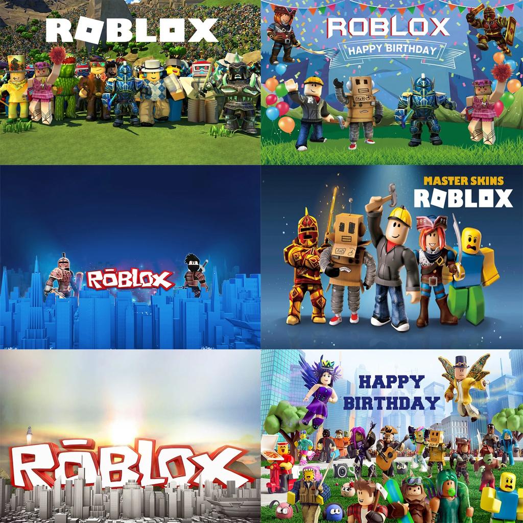 Виниловый фон для фотосессии в тематике игры Roblox, фон для фото на день рождения детей, мальчиков, Декорация, Реквизит для вечеринки, Товар для вечеринки, Ткань