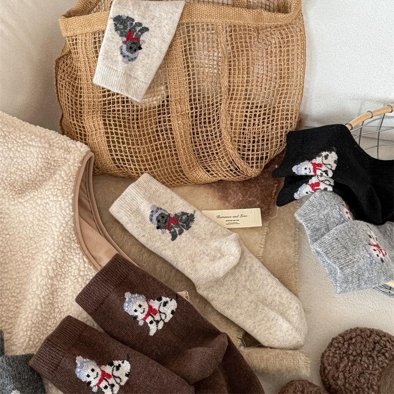 Женские осенне-зимние утолщенные теплые милые мультяшные носки из шерсти хаски