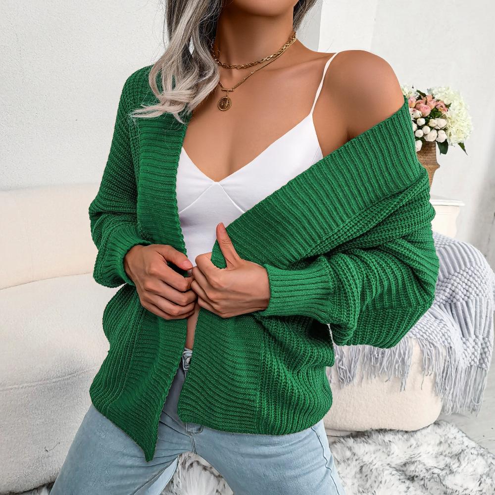 DAFIFY Women's Fashion Casual Solid Color Print Fall Winter Long Sleeve Sweaters Cardigans