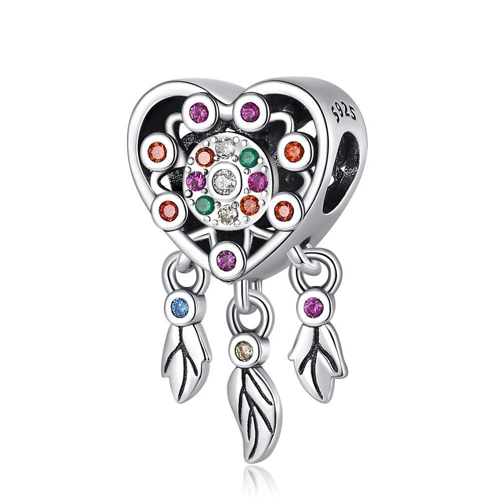 S925 Silver Handmade DIY Dreamcatcher Pendant Love Bee Charm Jewelry Accessories