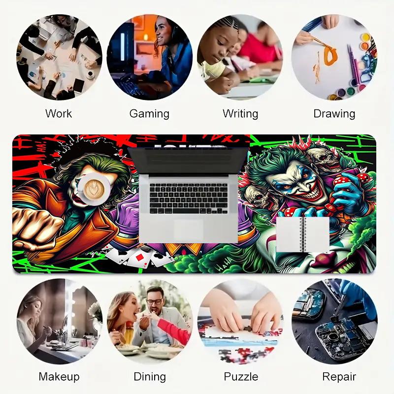 Joker Art Xl Gaming Mouse Pad Nonslip Rubber Base Stitched Edge Waterproof Desk Mat For Pc Laptop Gamer Office Computer Accessories C929236
