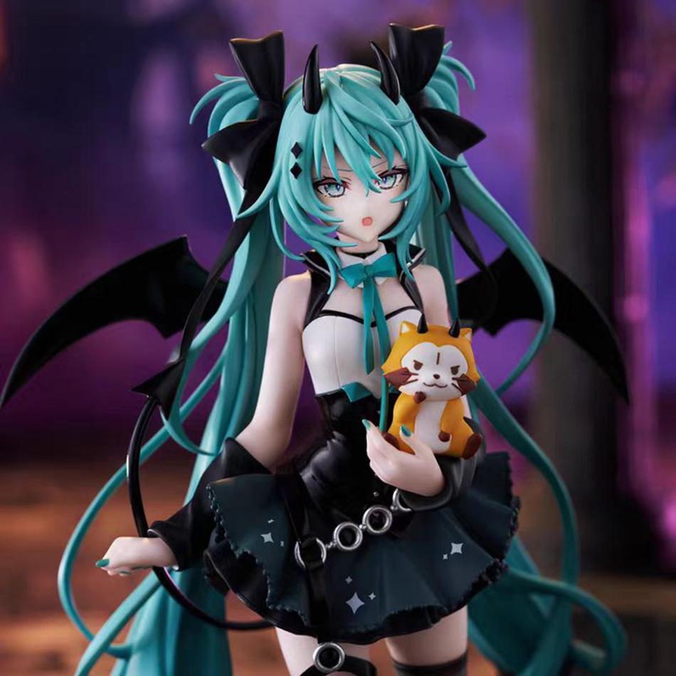 Original Little Devil Hatsune Miku Handmade Little Raccoon Chuyin Dark Angel Handmade PVC Model Animation Peripheral Ornaments