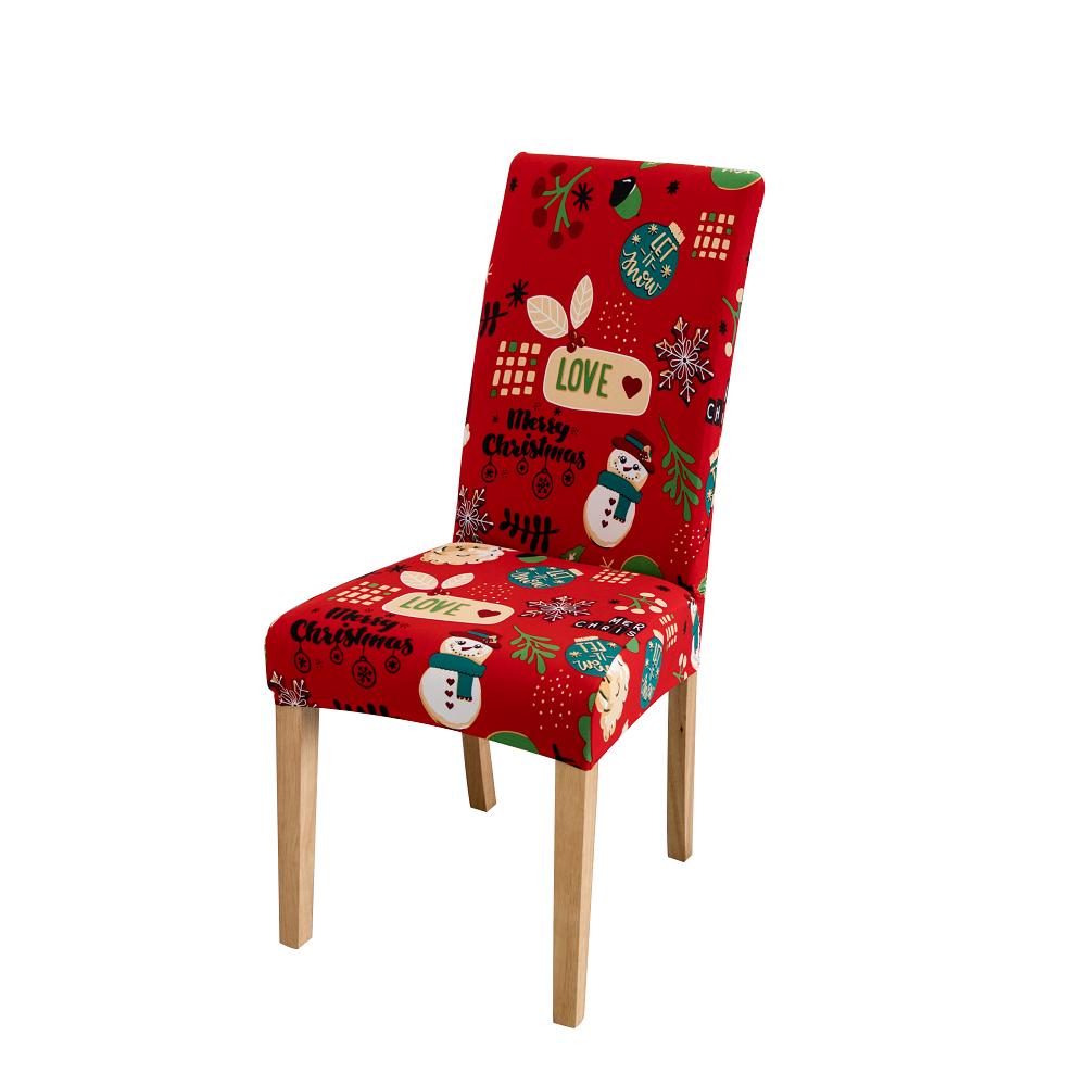 Чехол на стул для столовой Рождественский декор 2025 Принт Санта Клауса и снежинок Чехлы для офисного стула Эластичный Съемный Чехол на сиденье стула