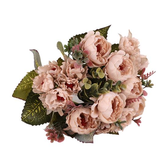 Искусственный цветок Широкое применение Улучшение дома Компактный букет 9 головок Искусственные пионы Красивые неувядающие