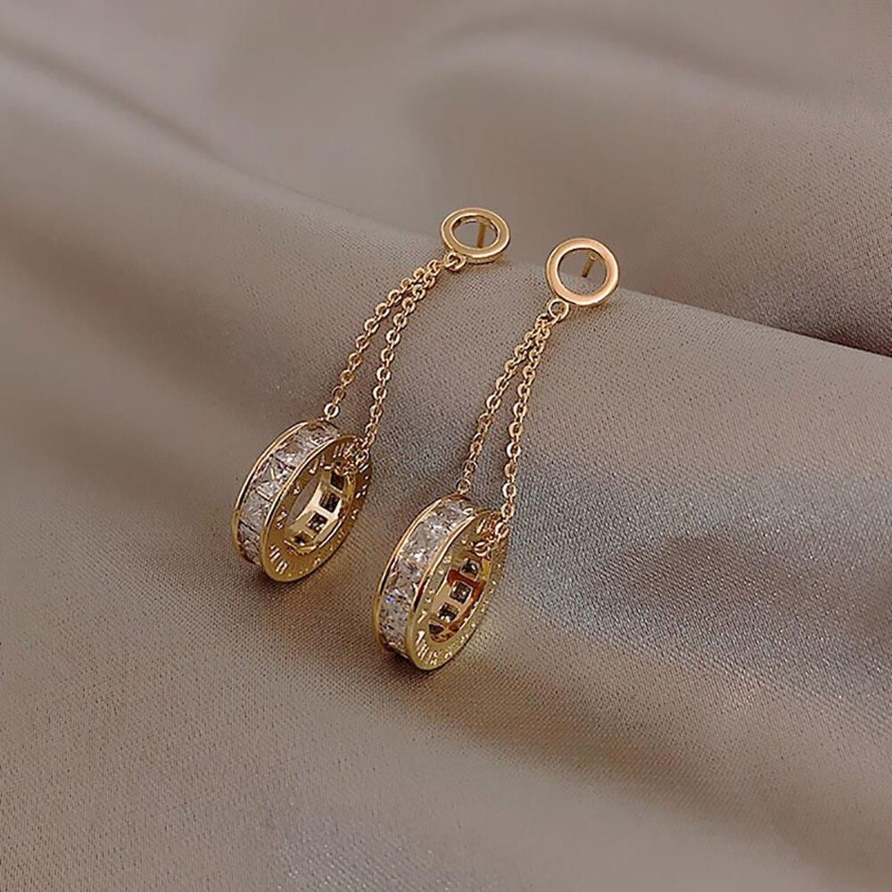 Высокоуровневый дизайн, круглые серьги-подвески с цирконием, модные корейские женские ювелирные изделия, вечерние элегантные серьги-капли, серьги на Хэллоуин