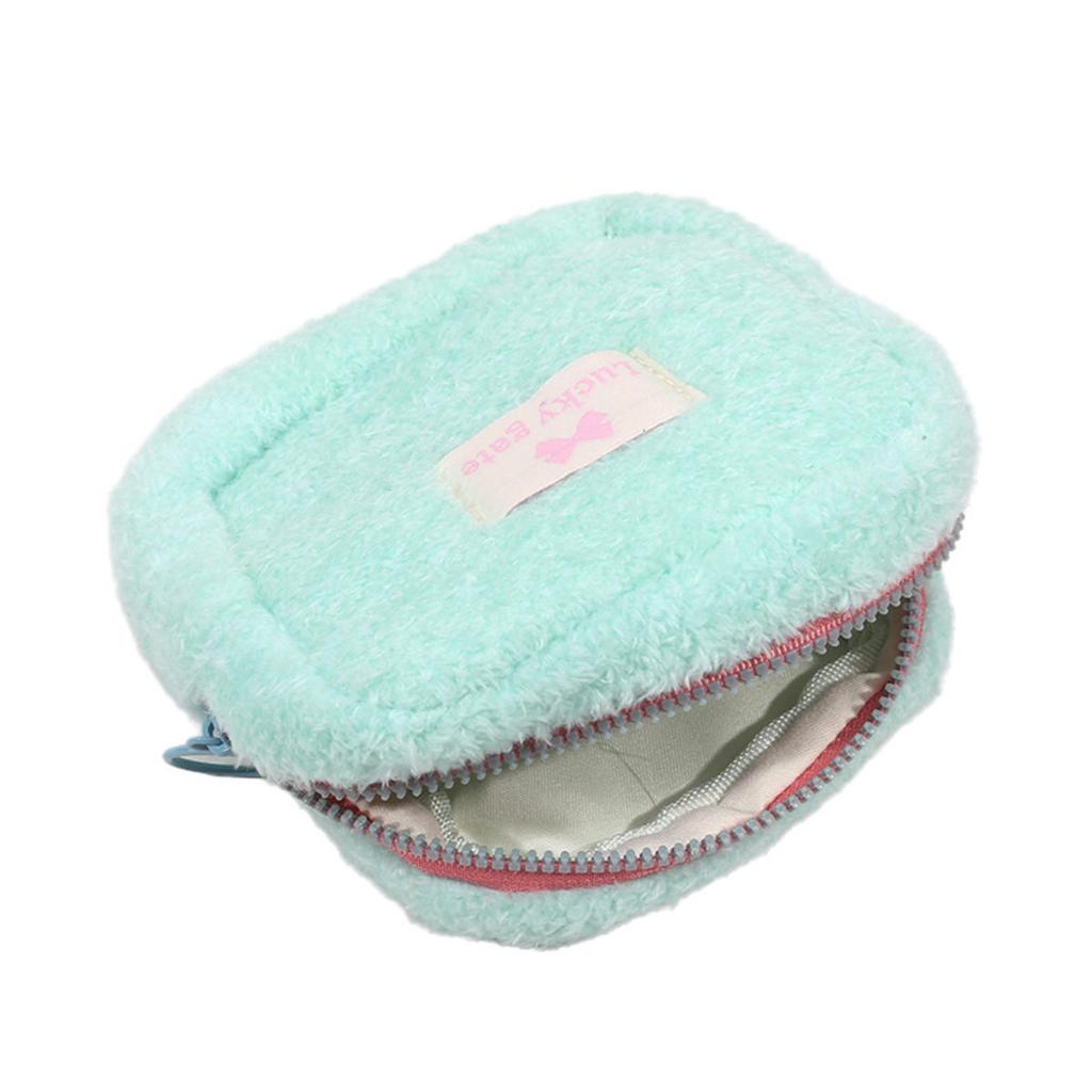 Однотонный плюшевый мини-кошелек для монет, милый кошелек для девочек, косметичка, помада, квадратные сумки-клатчи на молнии, портативный чехол для наушников
