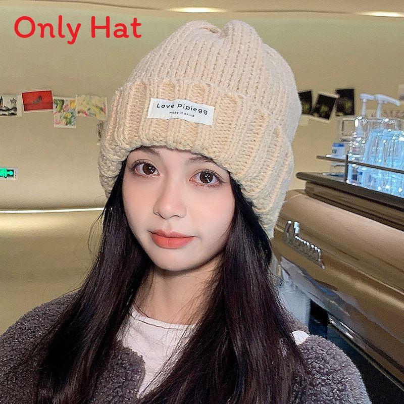 College Style Knitted Hat For Women With Warm Fleece For Winter Outdoor Activities