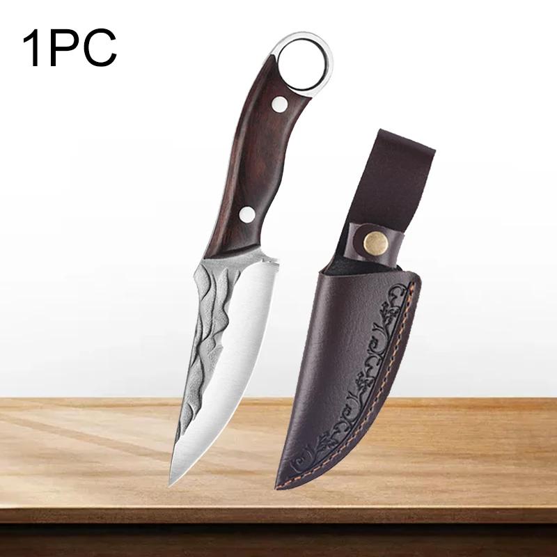 Кухонный нож для обвалки мяса, мясницкий нож из высокоуглеродистой стали, острый, ручной ковки, поварской нож для нарезки мяса с ножнами